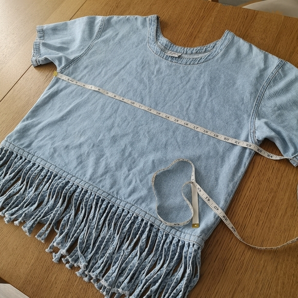 Vintage denim Boho bohemian Southwestern Western Fringe Festival Shirt U… - Picture 10 of 12